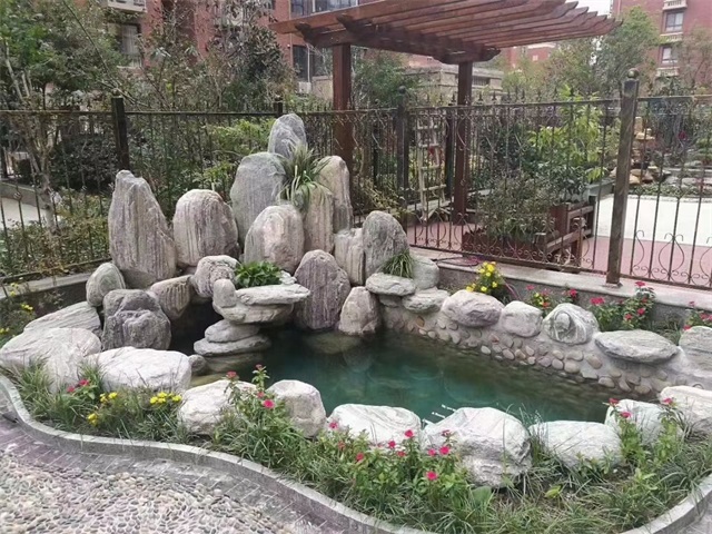 无锡庭院假山鱼池制作视频